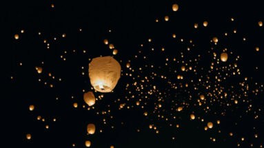 Learn to let go - Chinese Lanterns at night